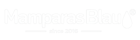 logo mamparas blau blanco